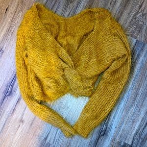 Fluffy yellow sweater
